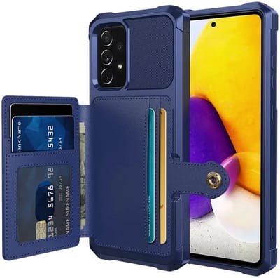 Portemonnee Hoesje Geschikt voor Samsung Galaxy A52 / A52S - Back Cover met Pasjeshouder - Telefoonhoesje voor Pinpas - Kaarthouder op Achterkant - Case met Magneet voor Auto Houder Donkerblauw