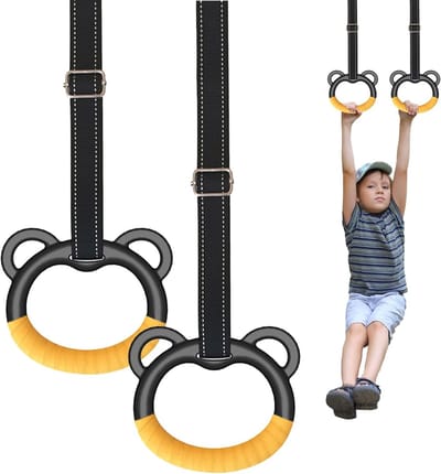 Gymnastiekring, fitnessapparaat voor kinderen, verstelbare krachttrainingsring voor kinderen, trekring voor sporttraining (geel)