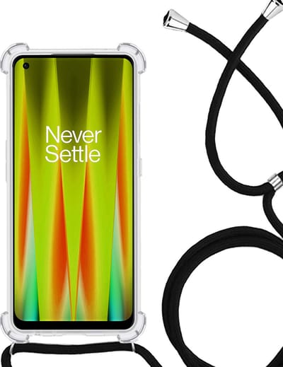 Hoesje - Geschikt voor OnePlus Nord CE 2 - Met Koord - Shock Proof - Siliconen Case - Back Cover - Telefoonkoord - Telefoon Hoes Shockproof - Telefoonketting - Telefoonhoesjes - Transparant