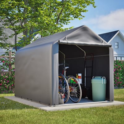 Fietsengarage Met Roldeur - 160x220x165 cm - Grijs - Waterdicht Metalen Frame - UV-Bestendig