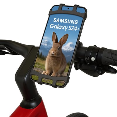 Telefoonhouder Fiets - Mountainbike - Telefoon - GSM - Fietsstuur - Universeel - Schokbestendig - Rubber - Silliconen - Zwart