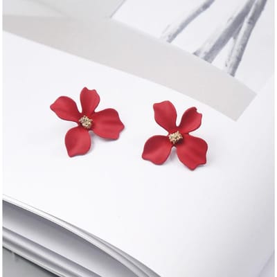 Boucles d'oreilles à fleurs mignonnes de style coréen pour femmes 2019 nouvelles boucles d'oreilles douces à la mode femme Brinco bijoux boucles d'oreilles colorées rouge