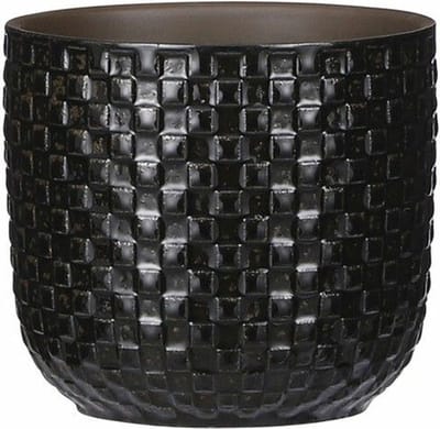 Mica Decorations - Plantenpot/bloempot - Keramiek zwart - D12/H11 cm