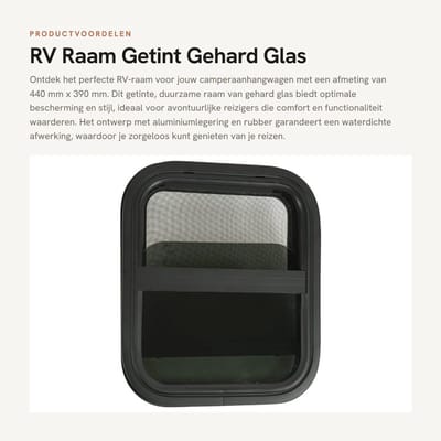 Dailygoods- Schuifraam Waterdicht - RV-Ramen - Gehard Glas - Aluminiumlegering - Privacy - Installatiegrootte 410x355mm - Camperraam