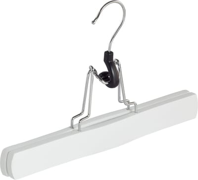 De Kledinghanger Gigant - Broekklem - Volwassenen - 7627BA - 50 Stuks - Lotushout - Wit Gelakt - Vilt Inlage - 27 cm - Rokhanger - Broekhanger - Pantalonhanger (7627BA_01/50)
