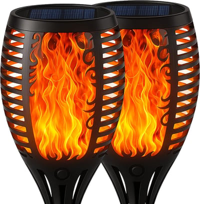 2 Stuks - Solar Tuinfakkel - XXL – Tuinverlichting op zonne-energie – Buitenverlichting - 74CM