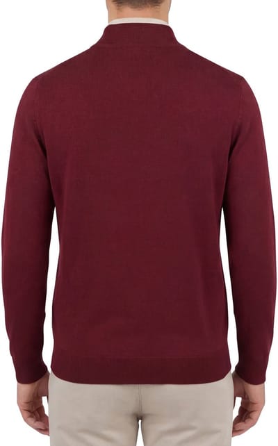 Boss Black Ebenji trui bordeaux half zip effen lamswol