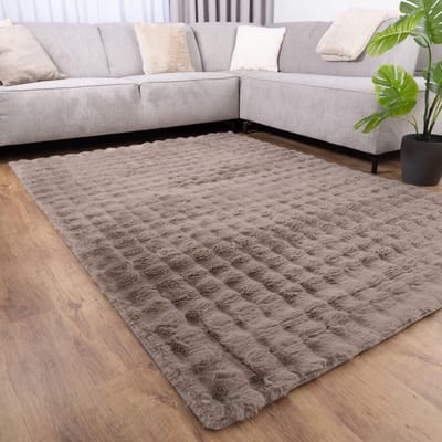 Taupe Tapijt Zacht Hoogpolig Vloerkleed Koho Bubble - 200x290cm- Modern - Woonkamer - Salon - Slaapkamer - Eetkamer