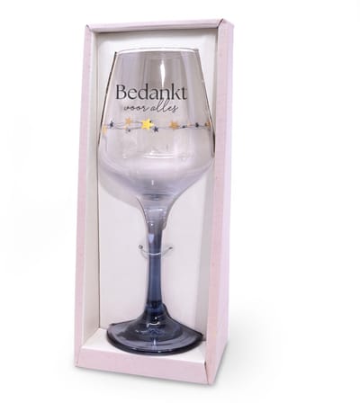 Sparkling wijnglas | Thema: Bedankt | Inhoud: 350ml | Kleur: Blauw
