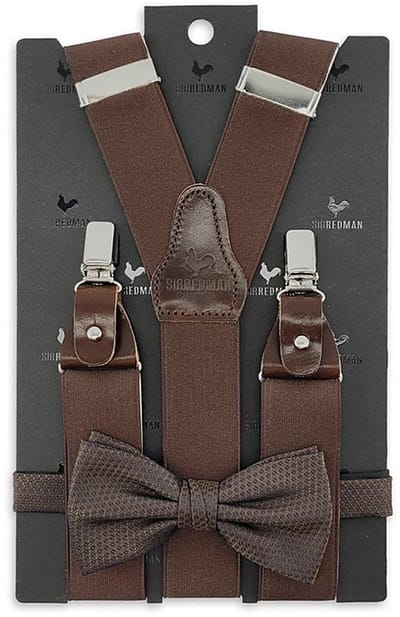 Sir Redman - Bretels met strik - bretels combi pack Majestic Mist Dark Brown - donkerbruin