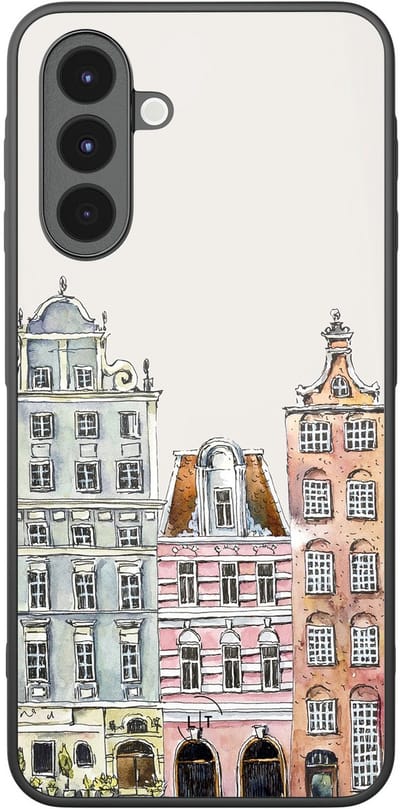 Leuke Telefoonhoesjes - Hoesje geschikt voor Samsung Galaxy A16 - Grachtenpandjes - Backcover zwart - Print / Illustratie - Multi