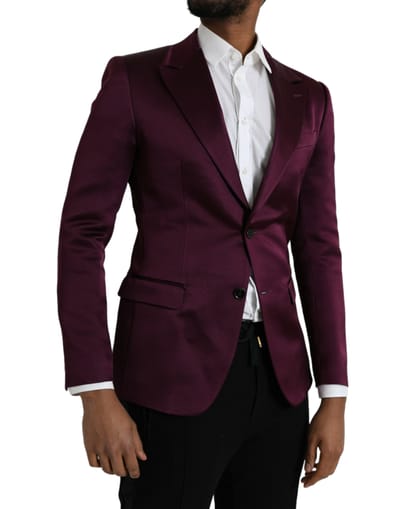 Bordeaux Satijnen Blazer Slim Fit