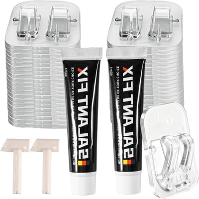 50 Transparante Adhesive Hooks met 120 ml Silicone Lijm voor Kattennetten op Balkon, Veiligheidsoplossing voor Raam- en Plafondbeveiliging zonder Boren