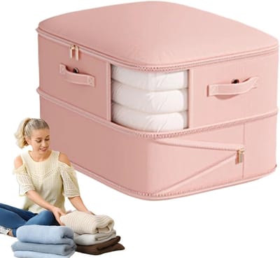 Compressie Opbergzak - Opbergtas Dekbed - Ruimte Besparen - Dubbele Compressielaag - 54x42x60cm - Roze