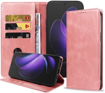Geschikt voor Oppo Reno 13 Pro Telefoonhoesje Kunstleer met Magnetische sluiting en Pasjeshouder Bookcase met Klepje - Walletcase with Cardslot - Rosé Goud - Smartphonica geschikt voor Oppo Reno 13 Pro