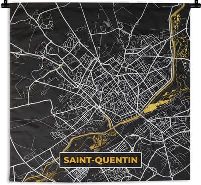 Wandkleed - Wanddoek - Kaart - Saint-Quentin - Stadskaart - Frankrijk - Stadskaart - 180x180 cm - Wandtapijt - Plattegrond