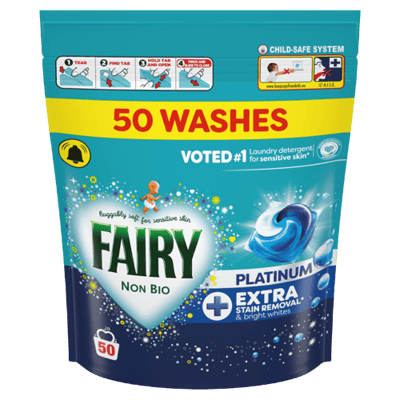 Fairy Non Bio Platinum Extra Stain Removal Wasmiddelcapsules - 50 stuks