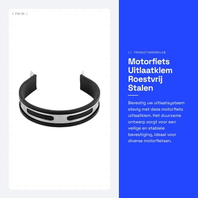 Dailygoods- Uitlaatklem Universeel - Motorfiets Uitlaatdemper - Halve Cirkel - Roestvrij Staal - 32 cm Lengte - Zwart/Zilver - Uitlaathouder