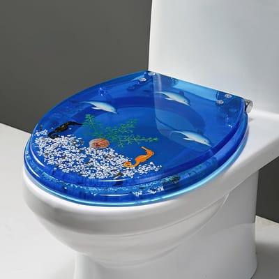 Transparante Toiletbril - Hars WC Deksel - Badkamer Decoratie - Sterke Slijtvastheid - 42x36cm - Stijl I