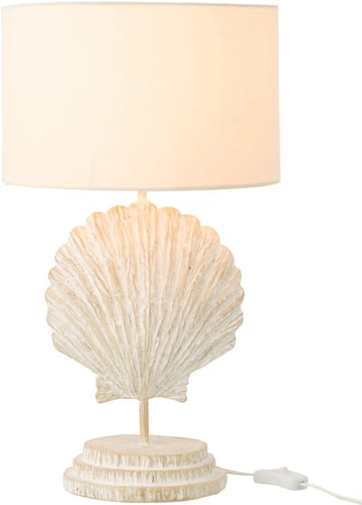 J-Line tafellamp Zeeschelp - polyresin - wit/naturel