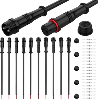 Dailygoods - Set van 5 Waterdichte 2-polige LED-Connectorkabels