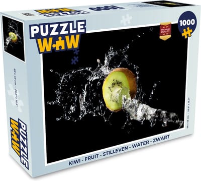 Puzzel Kiwi - Fruit - Stilleven - Water - Zwart - Legpuzzel - Puzzel 1000 stukjes volwassenen