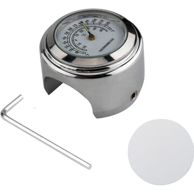 Universele motorfietsstuurklok, fietsthermometer, waterdichte vervanging voor motorfietsen white dial temp zilver