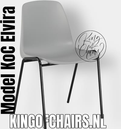 King of Chairs model KoC Elvira lichtgrijs met zwart onderstel. Kantinestoel stapelstoel kuipstoel vergaderstoel tuinstoel kantine stoel stapel stoel tuin stoel kantinestoelen stapelstoelen kuipstoelen stapelbare keukenstoel Helene eetkamerstoel