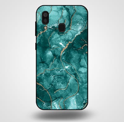 Smartphonica Telefoonhoesje voor Samsung Galaxy A30 met marmer opdruk - TPU backcover case marble design - Goud Groen geschikt voor Samsung Galaxy A30