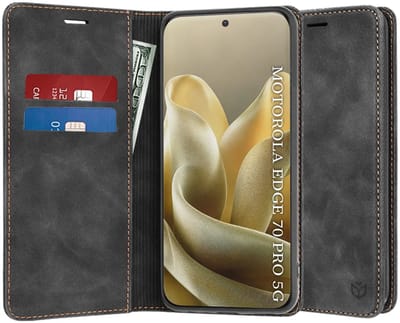 Hoesje geschikt voor Motorola Edge 70 Pro - Techsuit Confy Book Wallet Case - Zwart