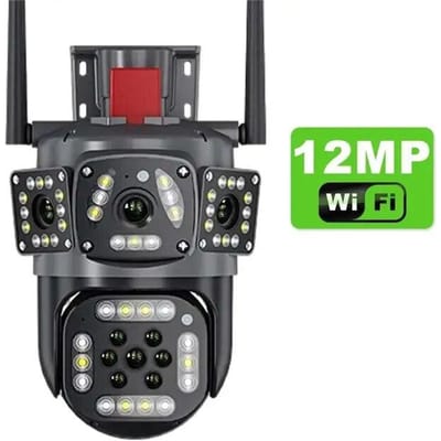 2024 Nieuwe EU 12MP PTZ WiFi 6K Dual Lens Camera Draadloze Drie Schermen Bescherming Bewegingsdetectie Buiten IP CCTV Survalance Thuisbescherming only Camera