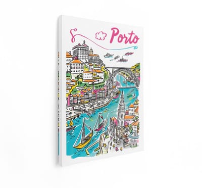 Artaza Canvas Schilderij Porto - 90x120 cm - Wanddecoratie Skyline - Muurdecoratie Douro Rivier - Decoratie Dom Luis Brug Portugal