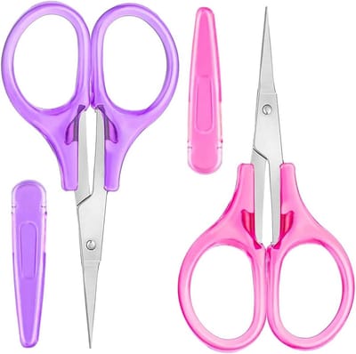 Set van Scharen met Fijne Tips voor Naaien, Papierknippen en Borduren - Inclusief Beschermhoes, 2 Stuks