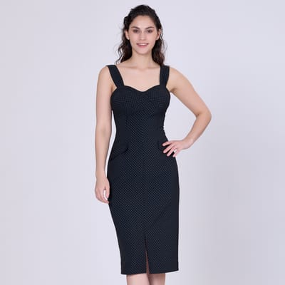 Mouwloze schede -jurk mini -stippen print