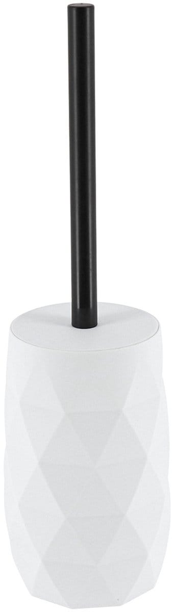Tendance WC/toiletborstel in houder Diamond - wit - kunststof - 8 x 34 cm