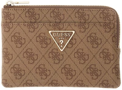 GUESS kaarthoes sleutelgeval Laurel II SLG Key Ring Pouch Latte Logo Lichtbruin
