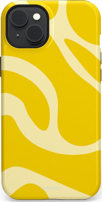Casetastic Hoesje Geschikt voor Apple iPhone 15 Plus Magsafe - Stijlvolle Beschermende Duo-layer Case - Citroen Gele Zonnestraal