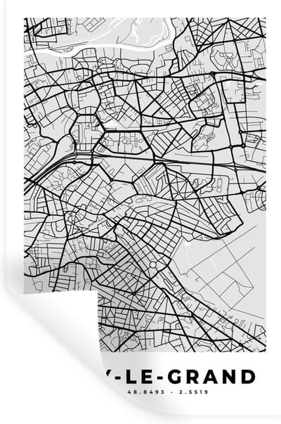 Muurstickers - Sticker Folie - Noisy-le-Grand - Plattegrond - Frankrijk - Kaart - Stadskaart - 20x30 cm - Plakfolie - Muurstickers Kinderkamer - Zelfklevend Behang - Zelfklevend behangpapier - Stickerfolie