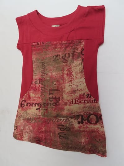Jurk - Kleedje - Meisje - Rood / beige - 2 jaar 92