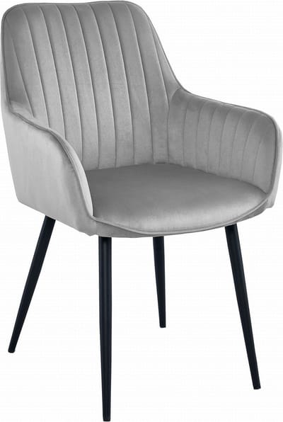 SOLDEN Stoel - Zilvergrijs Velvet, Metalen Poten, Stijlvol Ontwerp en Optimaal Zitcomfort voor Woonkamer, Slaapkamer, Eetkamer of Kantoor, Max. 120 kg