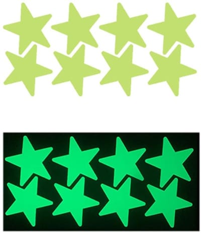 Dailygoods- Muursticker Lichtgevend - 16 Stuks Sterren - Zelfklevend - Muurstickers Kinderkamer - Wanddecoratie Slaapkamer - Afmeting 10 x 20 cm