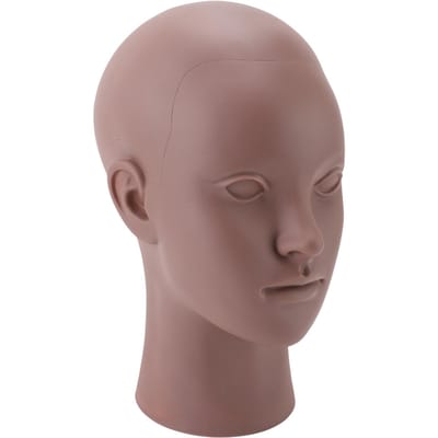 Mannequin Tête Chauve Femme Caoutchouc Souple PVC Texture Peau Humaine Mannequin Tête Pratique Maquillage pour Présentation Perruque Chapeau Foulard gray