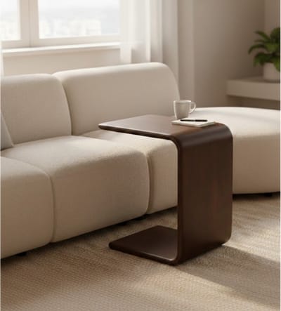 Laptoptafel Dominica Japandi – Mangohout Brown walnoot – 40x35x58 cm - banktafel - bijzettafel
