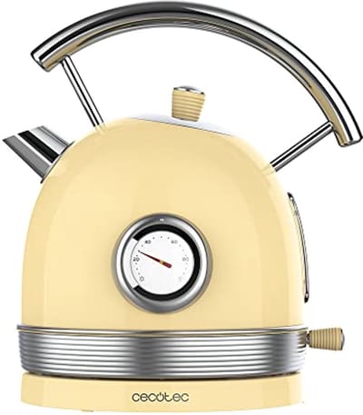 Elektrische Waterkoker 1.8 Liter met Temperatuurcontrole en 360° Basis – Vintage Gele Design