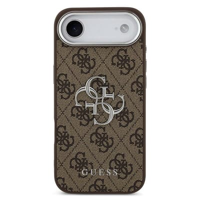 Guess 4G Metal Logo Backcover voor de Apple iPhone Air - Silver Edge - Brown