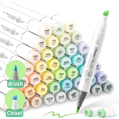 Ohuhu - Honolulu Brush & Chisel - Alcohol Art Markers - 48 Pastel kleuren - Blossoming