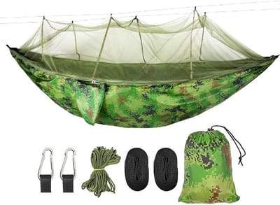 Katoenen Hangmat - Buitenhangmat Klamboe - Ontspannen in de natuur - Geïntegreerd muggennet - 260x140cm - Wit