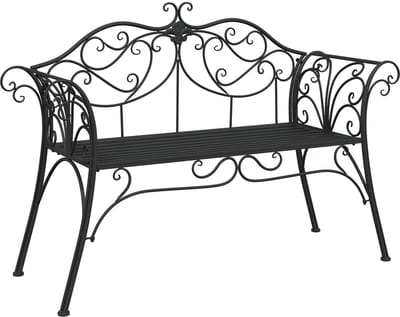 vidaXL - Tuinbank - 2 - -zits - 131 - x - 47,5 - x - 90 - cm - Staal - Zwart