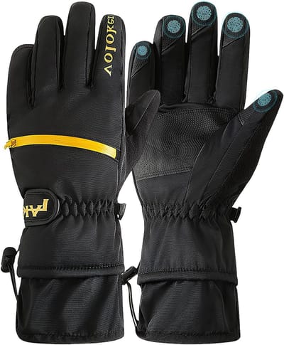 Dailygoods - Winterhandschoenen voor dames en heren, waterdichte skihandschoenen, warme snowboardhandschoenen, winddichte handschoenen met dubbele zak en verbindingsgesp, voor skiën, motorrijden