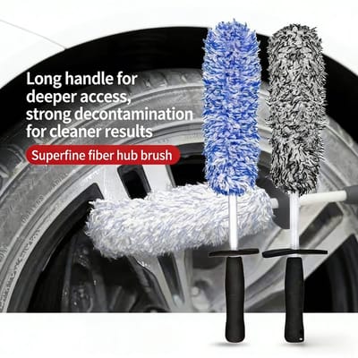 2 stuks Velgenborstel - Velgenreiniger - Auto velgen borstel - Autoreiniger microvezel - Lange Handgreep - Detailingborstel voor het Reinigen van Velgen voor Auto en Motorfiets - Band/Spaakborstel，Blauw + Zwart